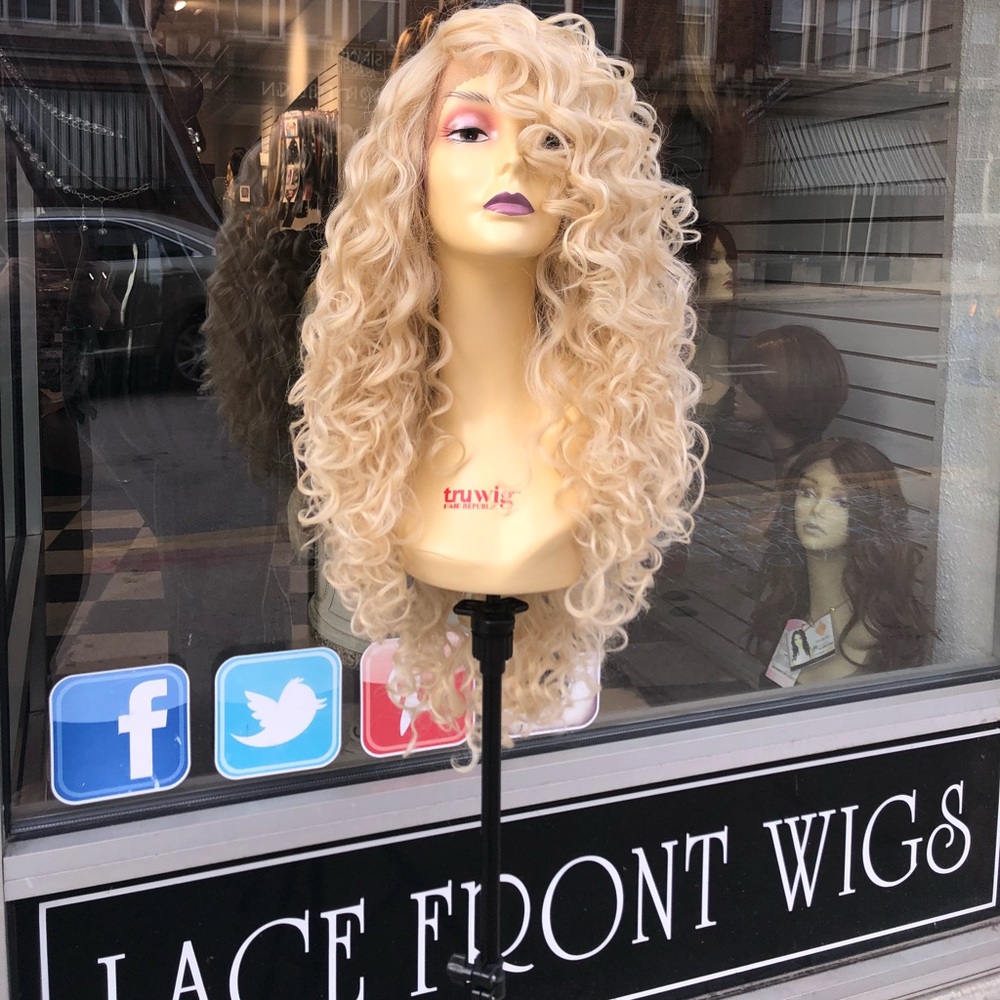 Blonde curly long wig lacefront American Girl Curl